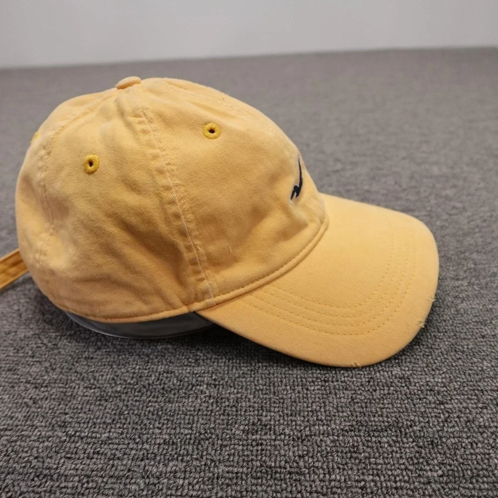 Hollister Hat Cap Strap Back Mens One Size Yellow Twill Baseball Embroidered